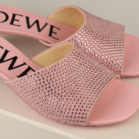Loewe Petal 45mm Strass Embellished Kitten Heel Sandals, Bonbon, EU 40 - Picture 6 of 11
